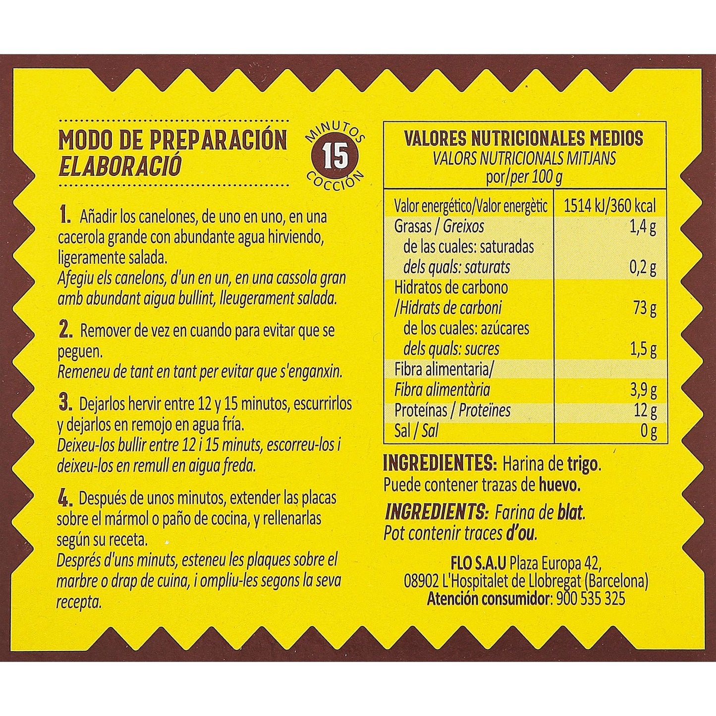 Cannelloni Canelón Caja