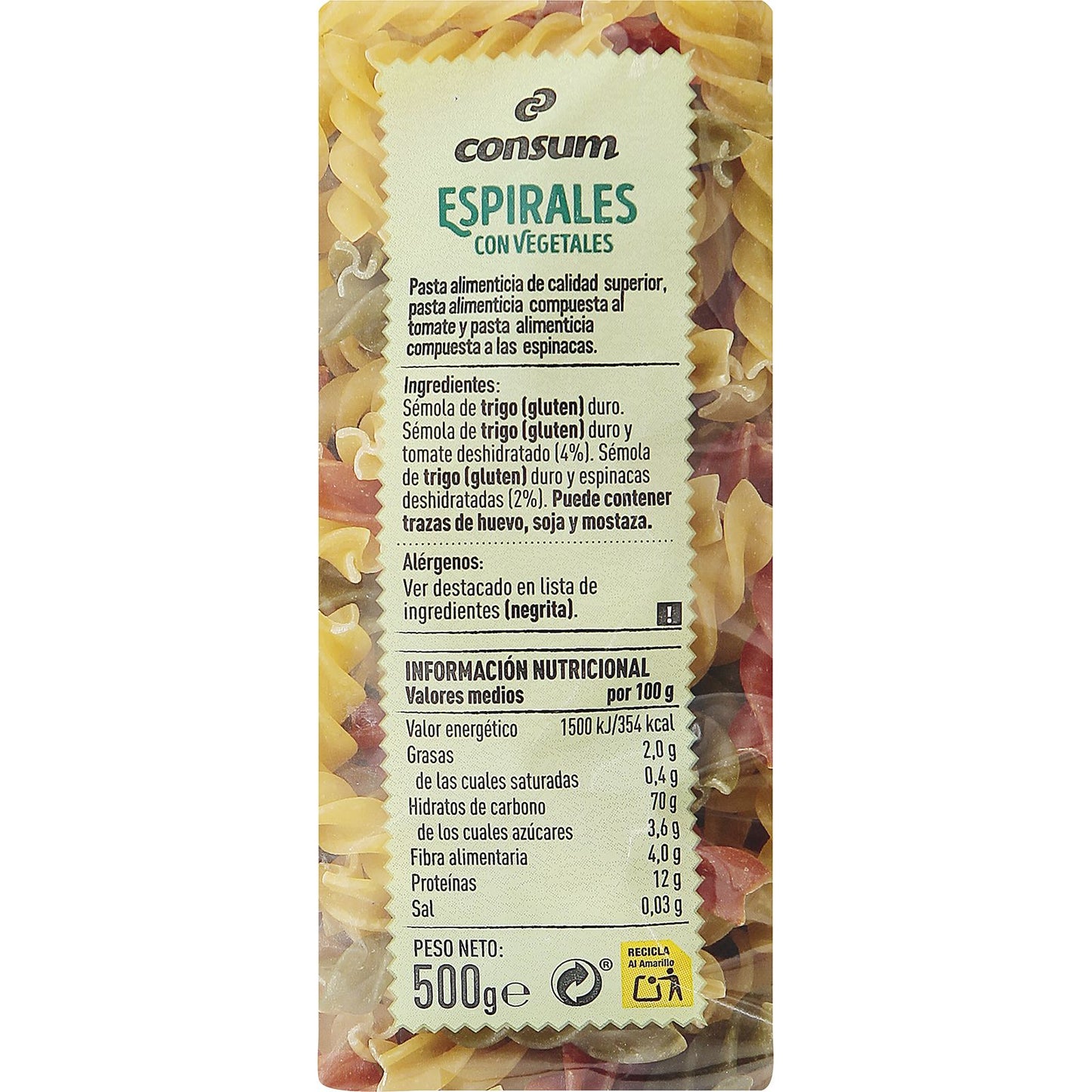 Espirales con Vegetales Paquete