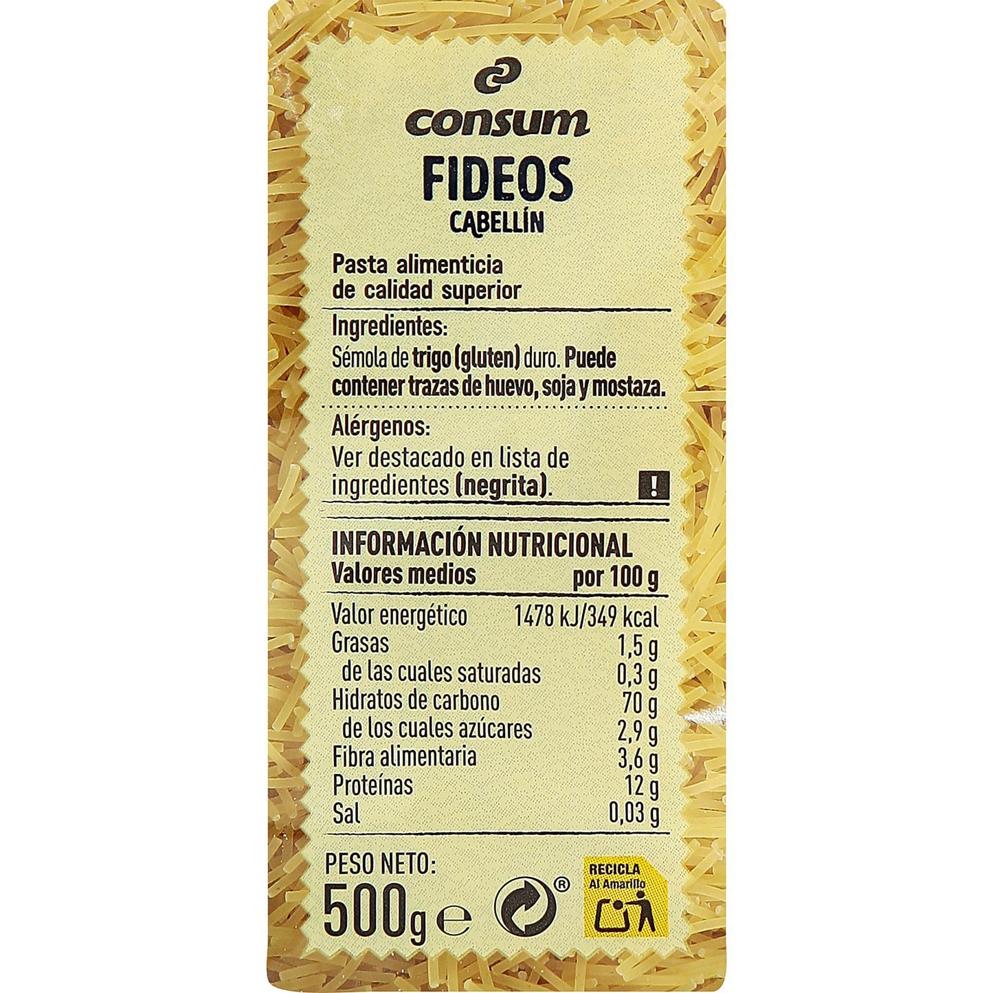 Fideos Cabellín Paquete