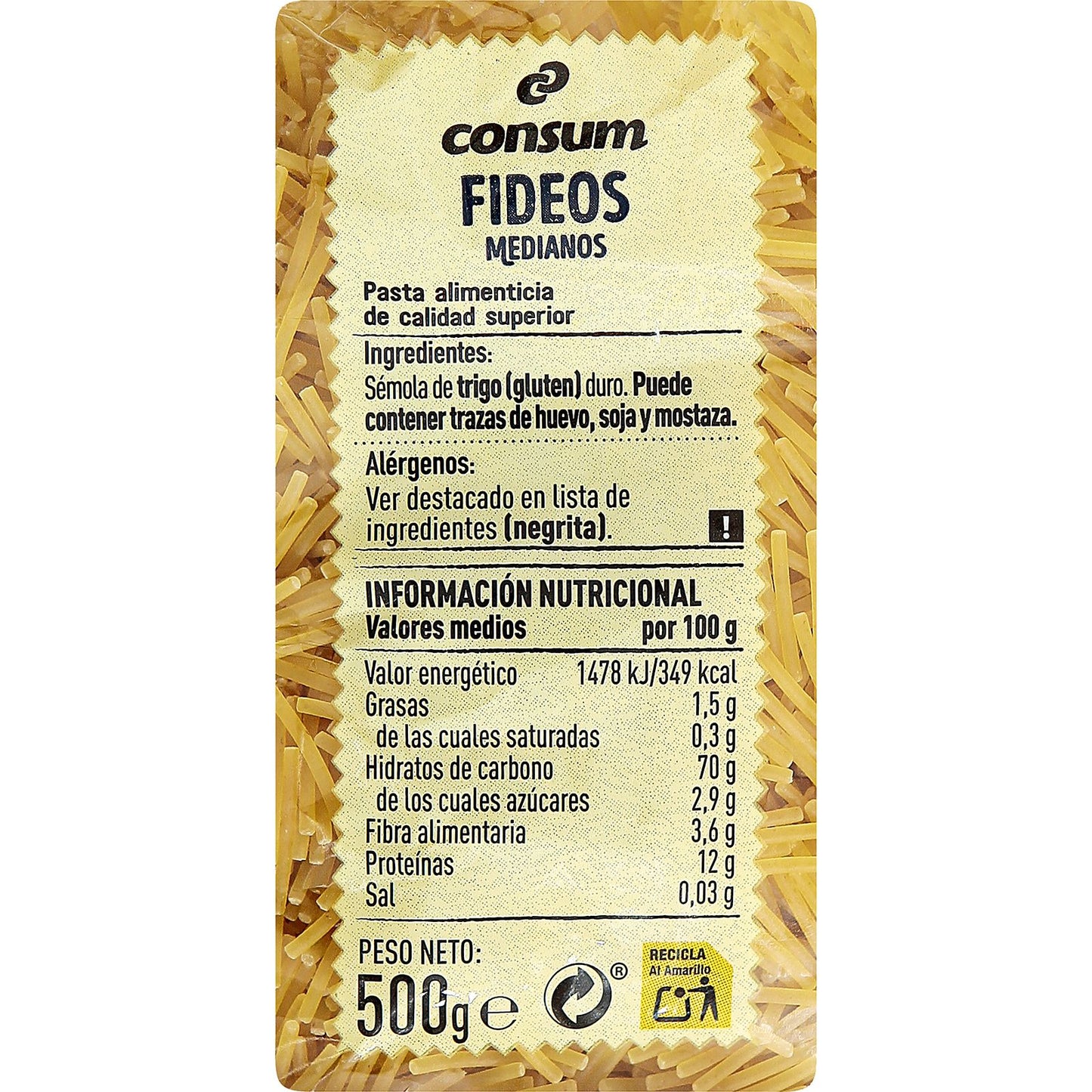 Fideos Medianos Paquete